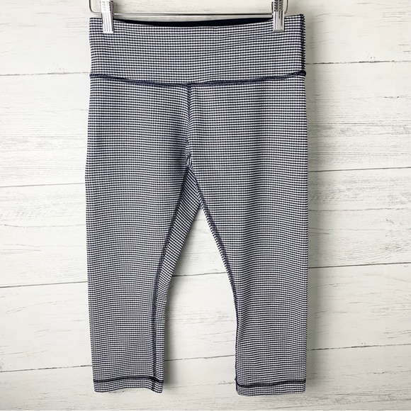 Lululemon Wunder Under Crop II Gingham Luon White Black 6 - Picture 4 of 9